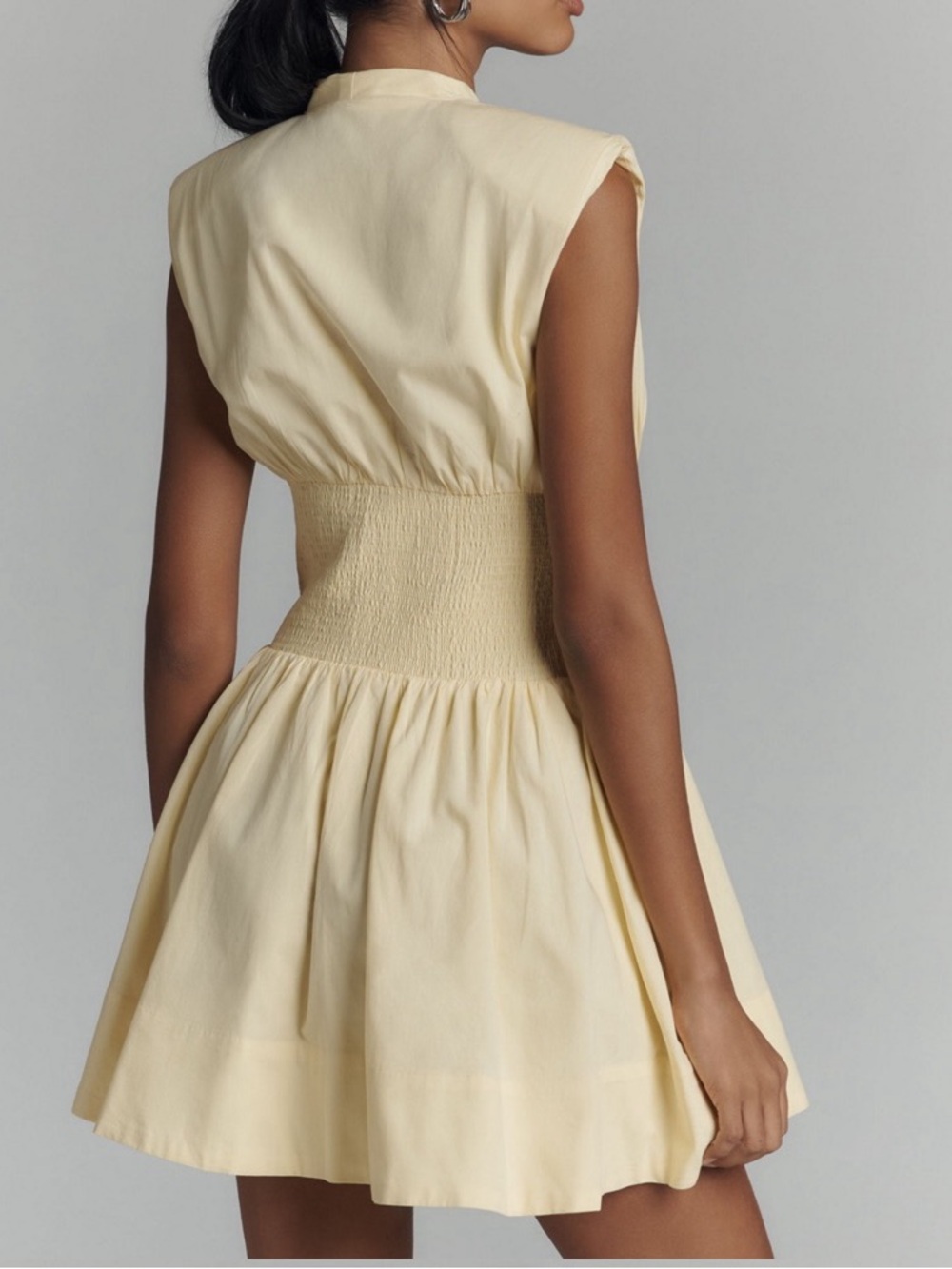 Anthropologie Tommie Dress Size M Pale Yellow Zip Front Cotton Mini Dress Pickle - Picture 2 of 7